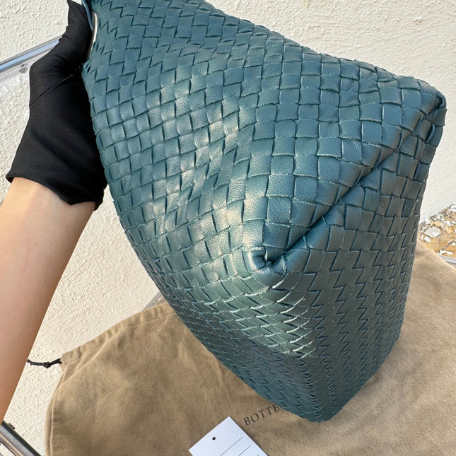 Bottega Veneta Garda Teal Blue Intrecciato Nappa Leather Large 33cm