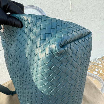 Bottega Veneta Garda Teal Blue Intrecciato Nappa Leather Large 33cm