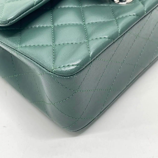 Chanel Classic Flap Mini Rectangular 2019 Green Lambskin Leather Silver Hardware