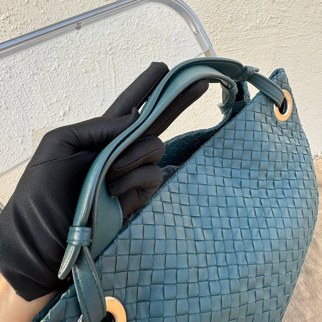 Bottega Veneta Garda Teal Blue Intrecciato Nappa Leather Large 33cm