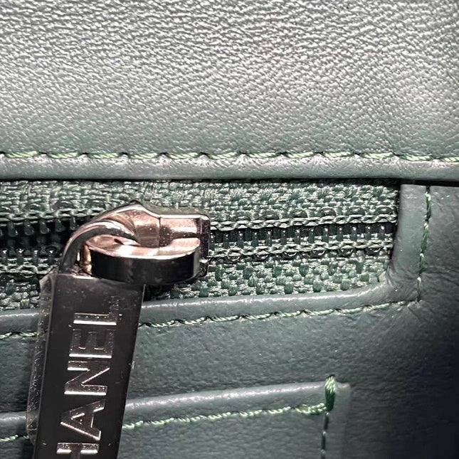 Chanel Classic Flap Mini Rectangular 2019 Green Lambskin Leather Silver Hardware