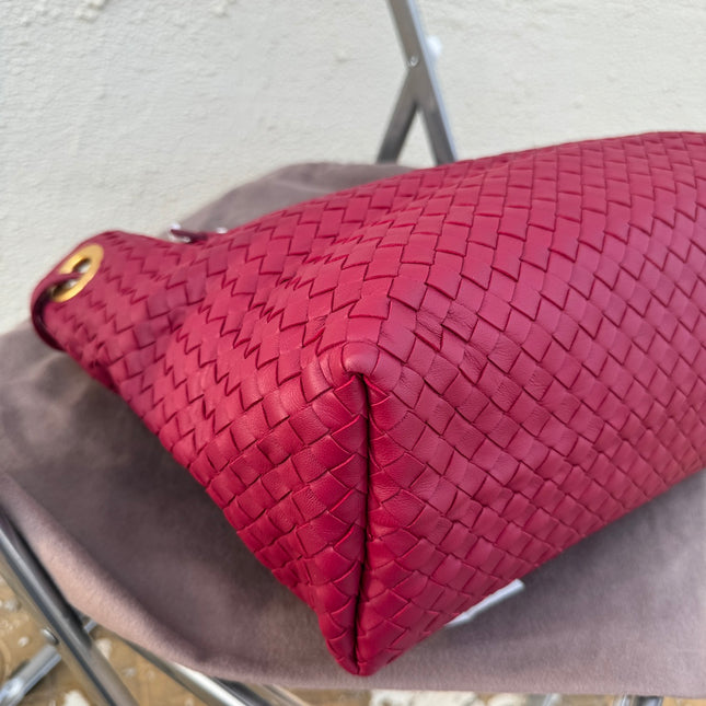 Bottega Veneta Garda Hot Pink Intrecciato Nappa Leather Large 33cm