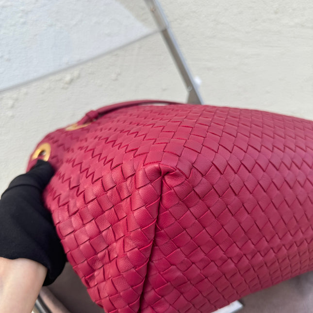 Bottega Veneta Garda Hot Pink Intrecciato Nappa Leather Large 33cm