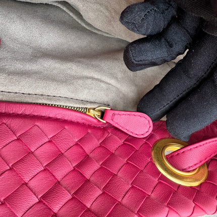 Bottega Veneta Garda Hot Pink Intrecciato Nappa Leather Large 33cm