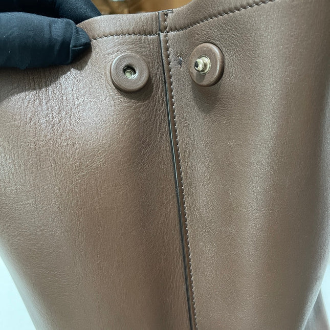 Prada Double Bag Medium Dark Chocolate Brown Saffiano Leather with Strap