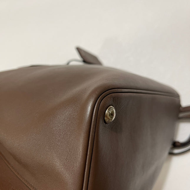 Prada Double Bag Medium Dark Chocolate Brown Saffiano Leather with Strap