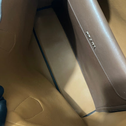 Prada Double Bag Medium Dark Chocolate Brown Saffiano Leather with Strap