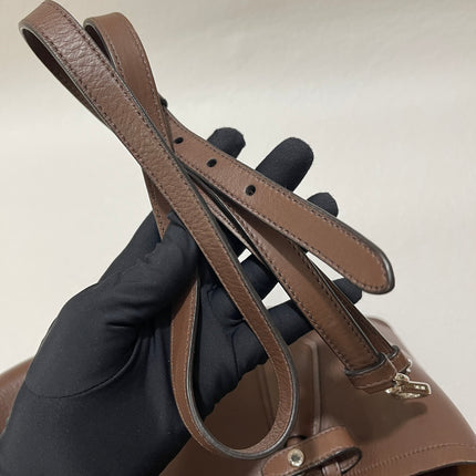 Prada Double Bag Medium Dark Chocolate Brown Saffiano Leather with Strap