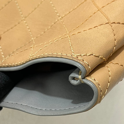 Chanel Deauville Tote Wild Stitch Beige Leather Silver Hardware