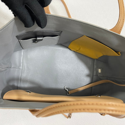 Chanel Deauville Tote Wild Stitch Beige Leather Silver Hardware