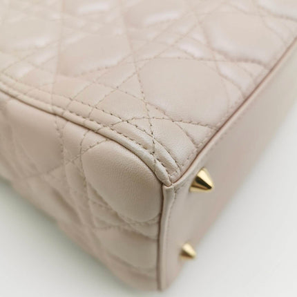 Sold Lady Dior Medium Handbag Pearlescent Pink Cannage Leather Gold Hardware
