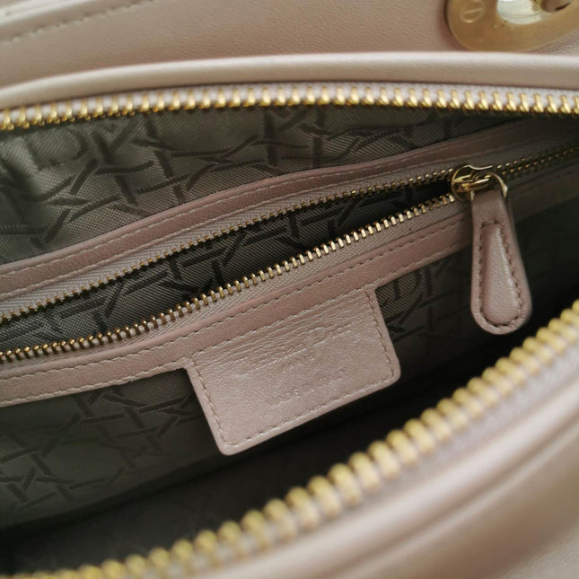 Sold Lady Dior Medium Handbag Pearlescent Pink Cannage Leather Gold Hardware
