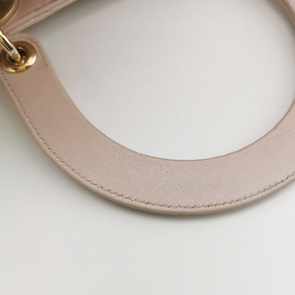 Sold Lady Dior Medium Handbag Pearlescent Pink Cannage Leather Gold Hardware