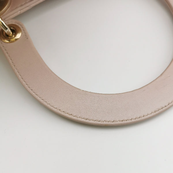 Sold Lady Dior Medium Handbag Pearlescent Pink Cannage Leather Gold Hardware