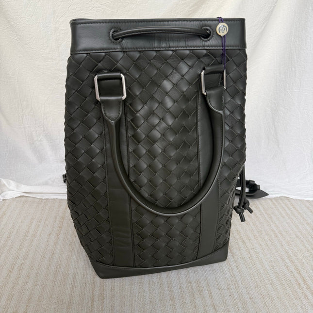 Bottega Veneta Backpack Dark Green Intrecciato Leather