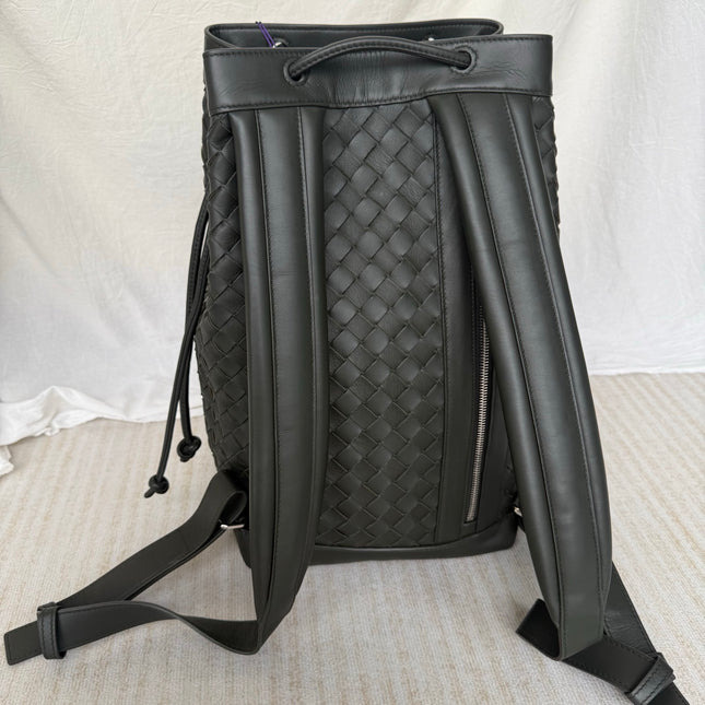 Bottega Veneta Backpack Dark Green Intrecciato Leather