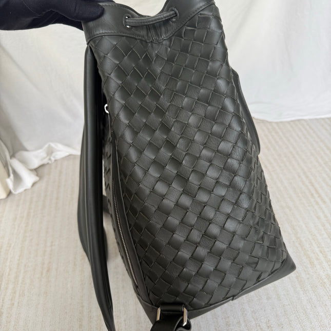 Bottega Veneta Backpack Dark Green Intrecciato Leather
