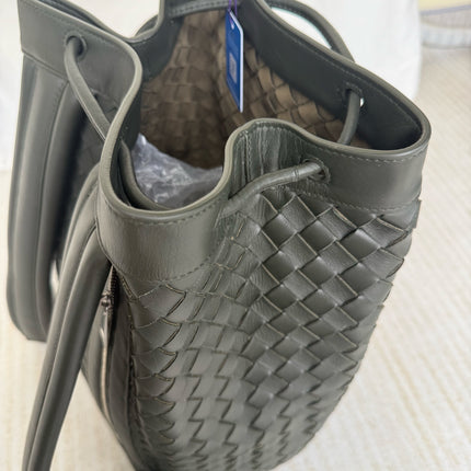 Bottega Veneta Backpack Dark Green Intrecciato Leather