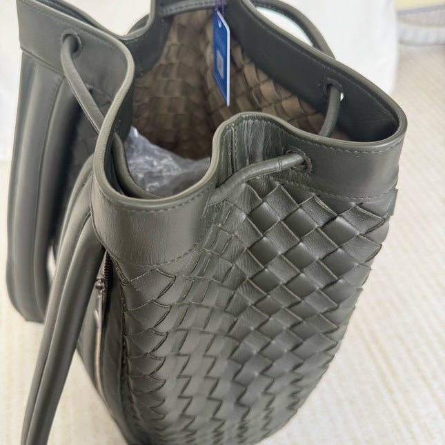 Bottega Veneta Backpack Dark Green Intrecciato Leather