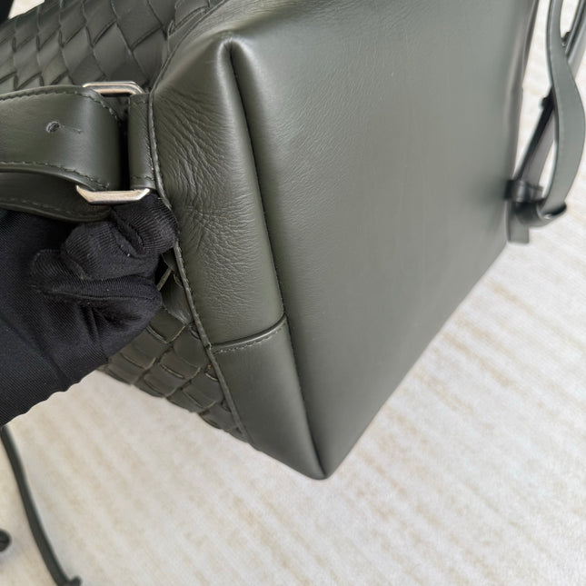 Bottega Veneta Backpack Dark Green Intrecciato Leather