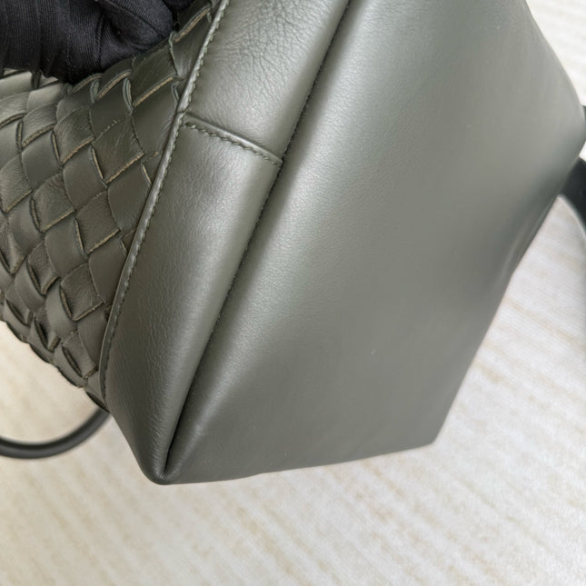 Bottega Veneta Backpack Dark Green Intrecciato Leather