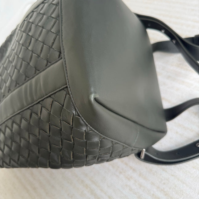 Bottega Veneta Backpack Dark Green Intrecciato Leather