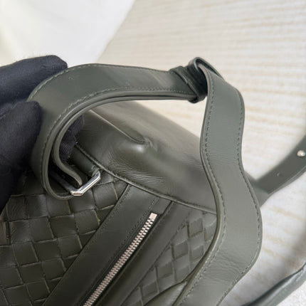 Bottega Veneta Backpack Dark Green Intrecciato Leather