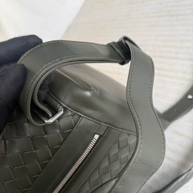 Bottega Veneta Backpack Dark Green Intrecciato Leather