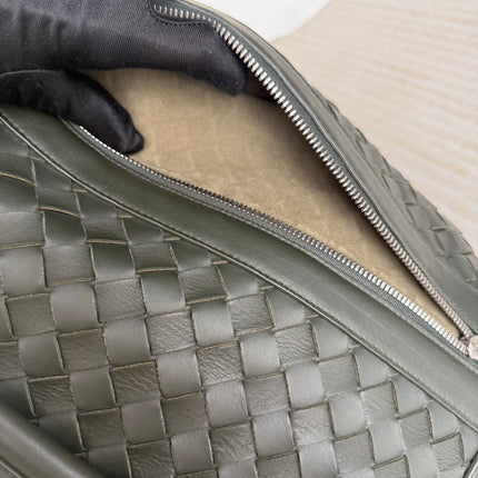 Bottega Veneta Backpack Dark Green Intrecciato Leather