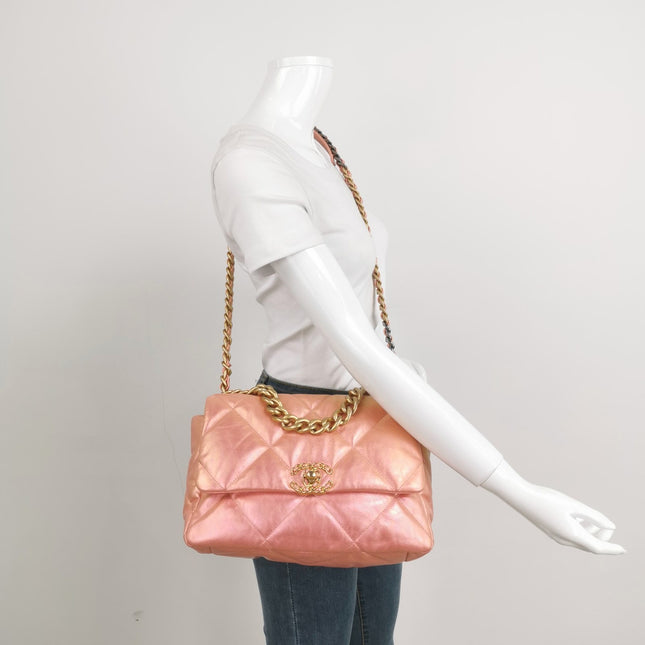 Sold Chanel 19 Bag Medium Iridescent Pink Crossbody Bag