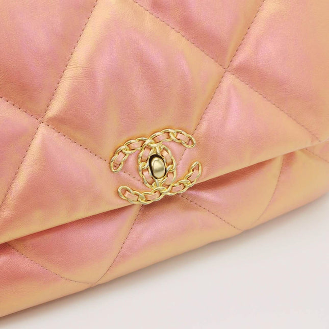 Sold Chanel 19 Bag Medium Iridescent Pink Crossbody Bag