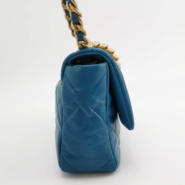 Sold Chanel 19 Bag Small Teal Blue Gold Hardware Chain Crossbody Bag