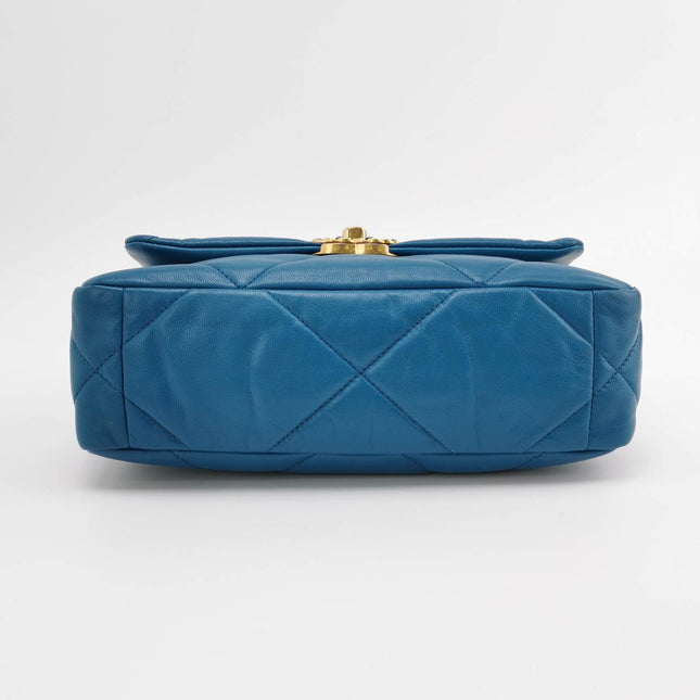 Sold Chanel 19 Bag Small Teal Blue Gold Hardware Chain Crossbody Bag