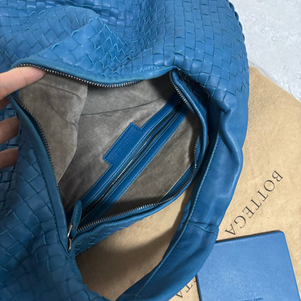 Bottega Veneta Belly Hobo Intrecciato Blue Navy Leather Maxi 50cm
