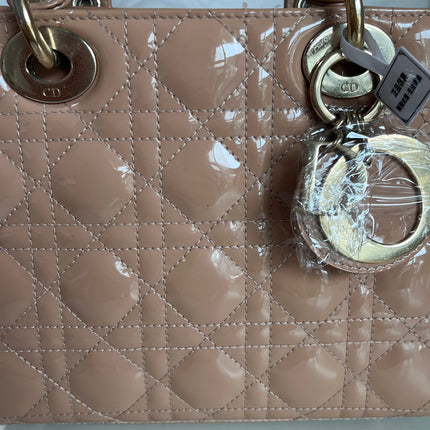 Lady Dior Small Nude Beige Patent Leather with Strap