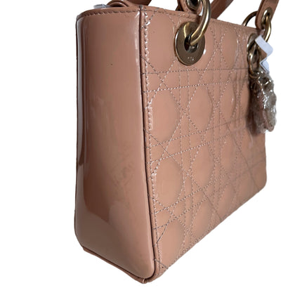 Lady Dior Small Nude Beige Patent Leather with Strap