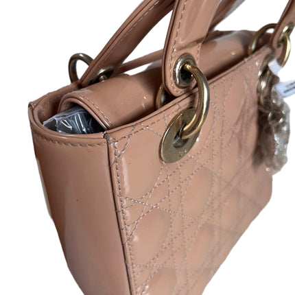 Lady Dior Small Nude Beige Patent Leather with Strap