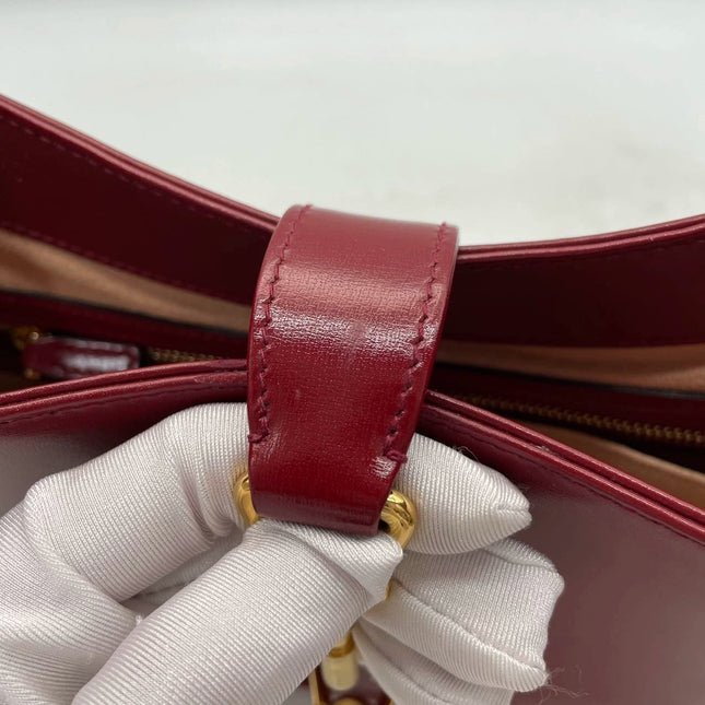 Sold Gucci Jackie 1961 Ancora Red Leather Bag Small with Adjustable Strap