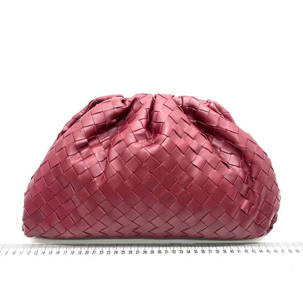 Bottega Veneta Pouch Large Burgundy Intrecciato Leather Clutch