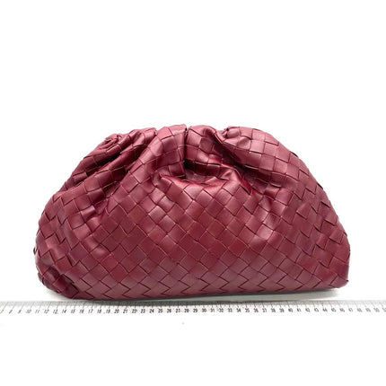 Bottega Veneta Pouch Large Burgundy Intrecciato Leather Clutch