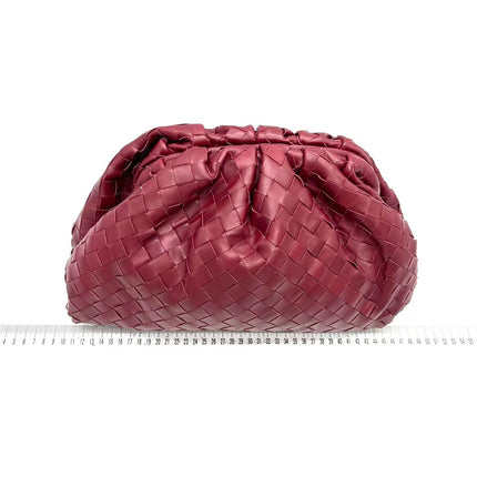 Bottega Veneta Pouch Large Burgundy Intrecciato Leather Clutch