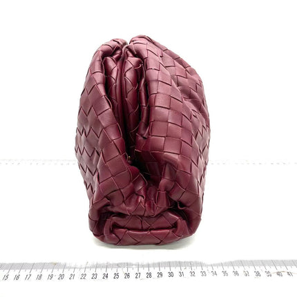 Bottega Veneta Pouch Large Burgundy Intrecciato Leather Clutch