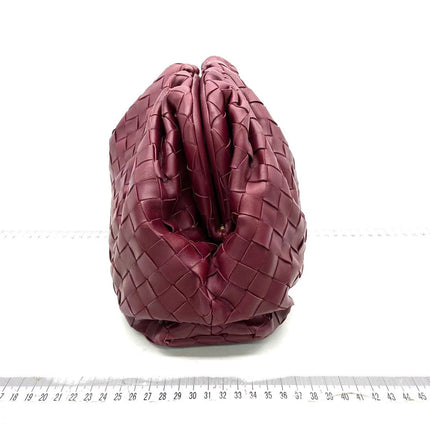 Bottega Veneta Pouch Large Burgundy Intrecciato Leather Clutch