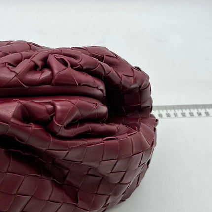 Bottega Veneta Pouch Large Burgundy Intrecciato Leather Clutch