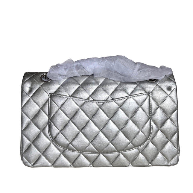 Sold Chanel Classic Flap 2010 Silver Lambskin Leather