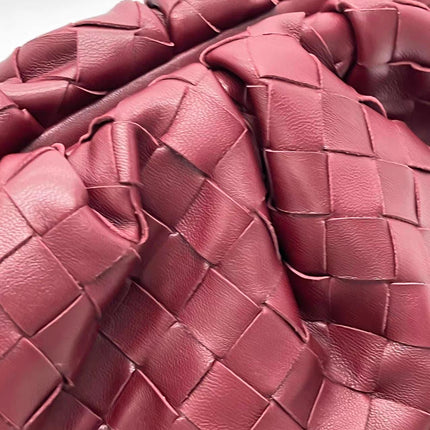 Bottega Veneta Pouch Large Burgundy Intrecciato Leather Clutch