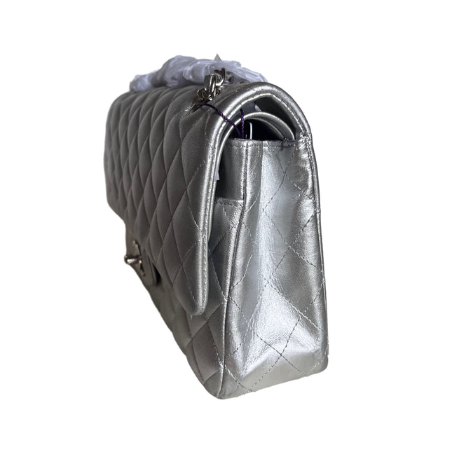 Sold Chanel Classic Flap 2010 Silver Lambskin Leather