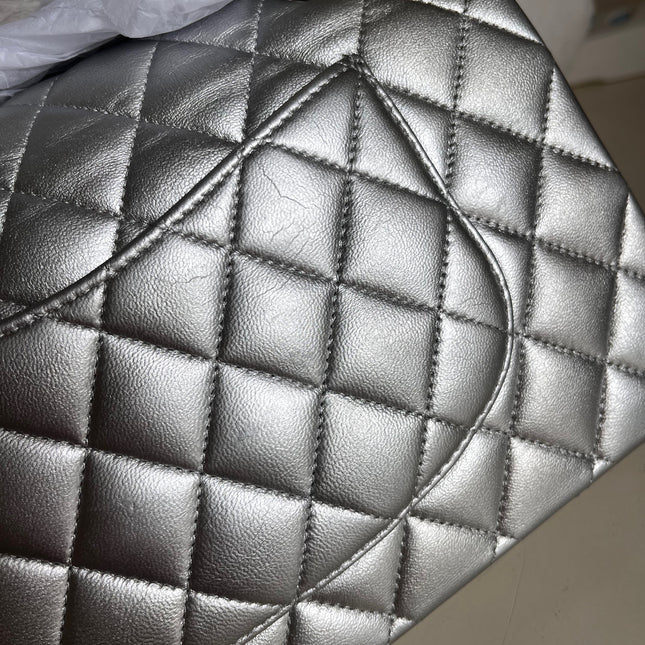 Sold Chanel Classic Flap 2010 Silver Lambskin Leather