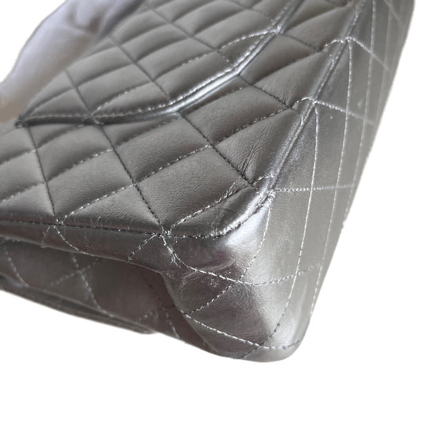 Sold Chanel Classic Flap 2010 Silver Lambskin Leather