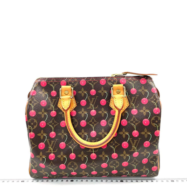 RARE Louis Vuitton x Takashi Murakami Speedy 25 Vintage Cherry on Monogram Handbag-Luxbags